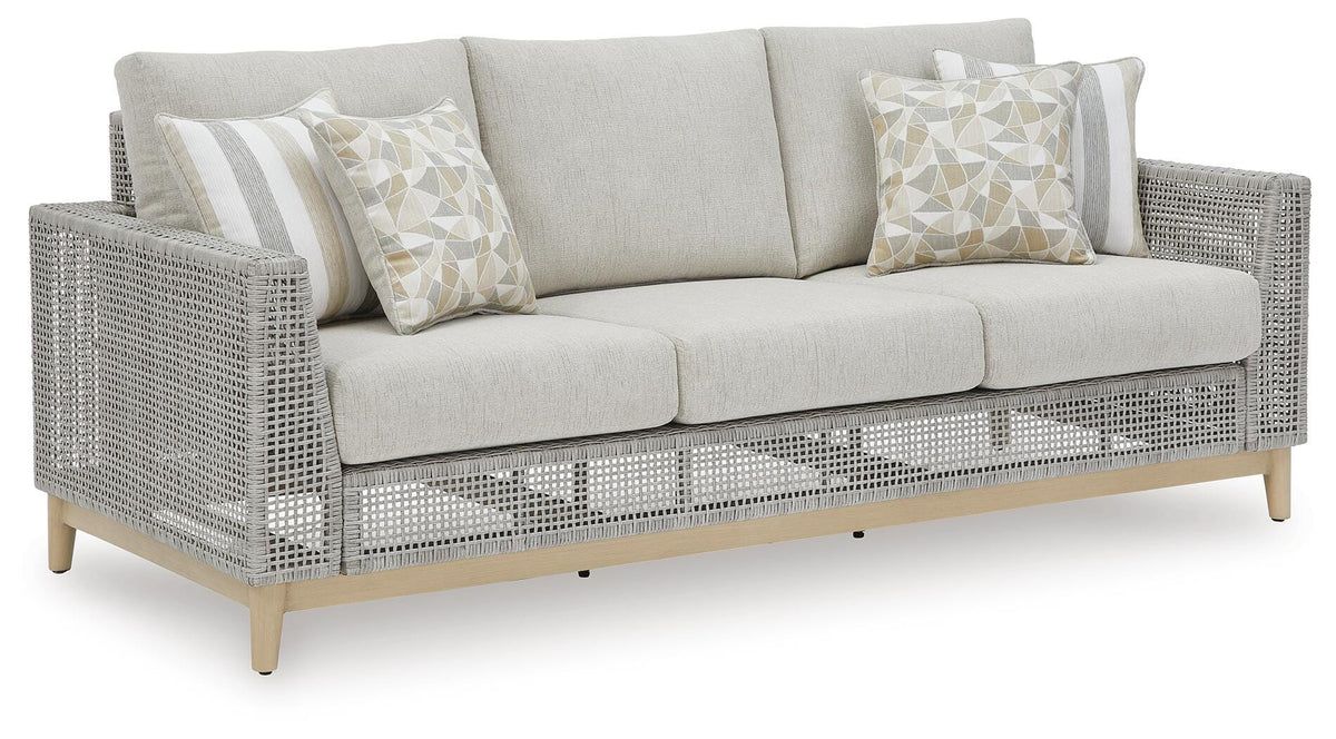 Seton Creek Outdoor Sofa with Cushion - P798-838 - product view or room setting; only outdoor sofa included (supplier image 1)