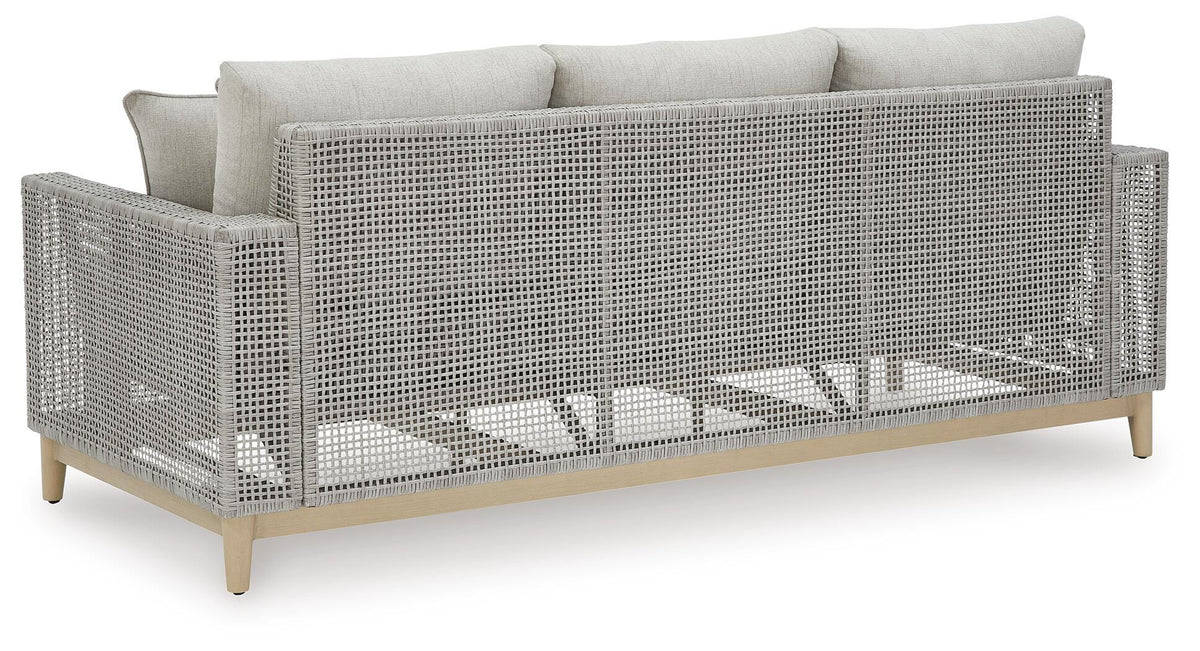 Seton Creek Outdoor Sofa with Cushion - P798-838 - product view or room setting; only outdoor sofa included (supplier image 5)