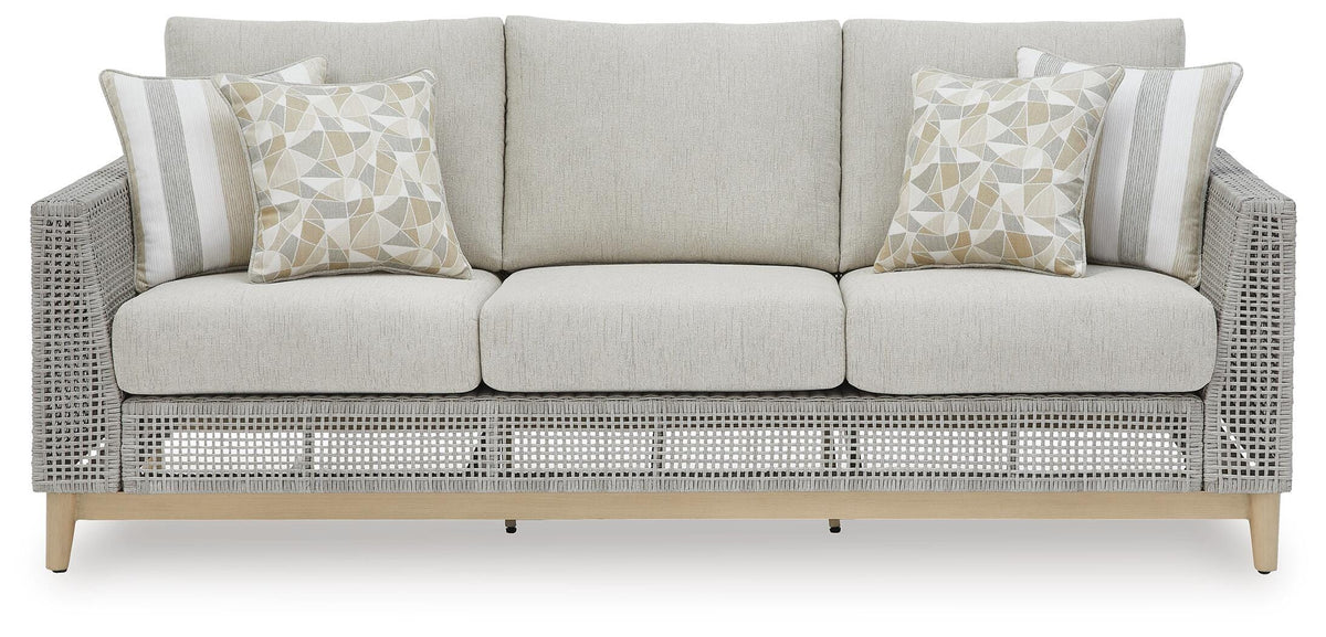 Seton Creek Outdoor Sofa with Cushion - P798-838 - product view or room setting; only outdoor sofa included (supplier image 3)
