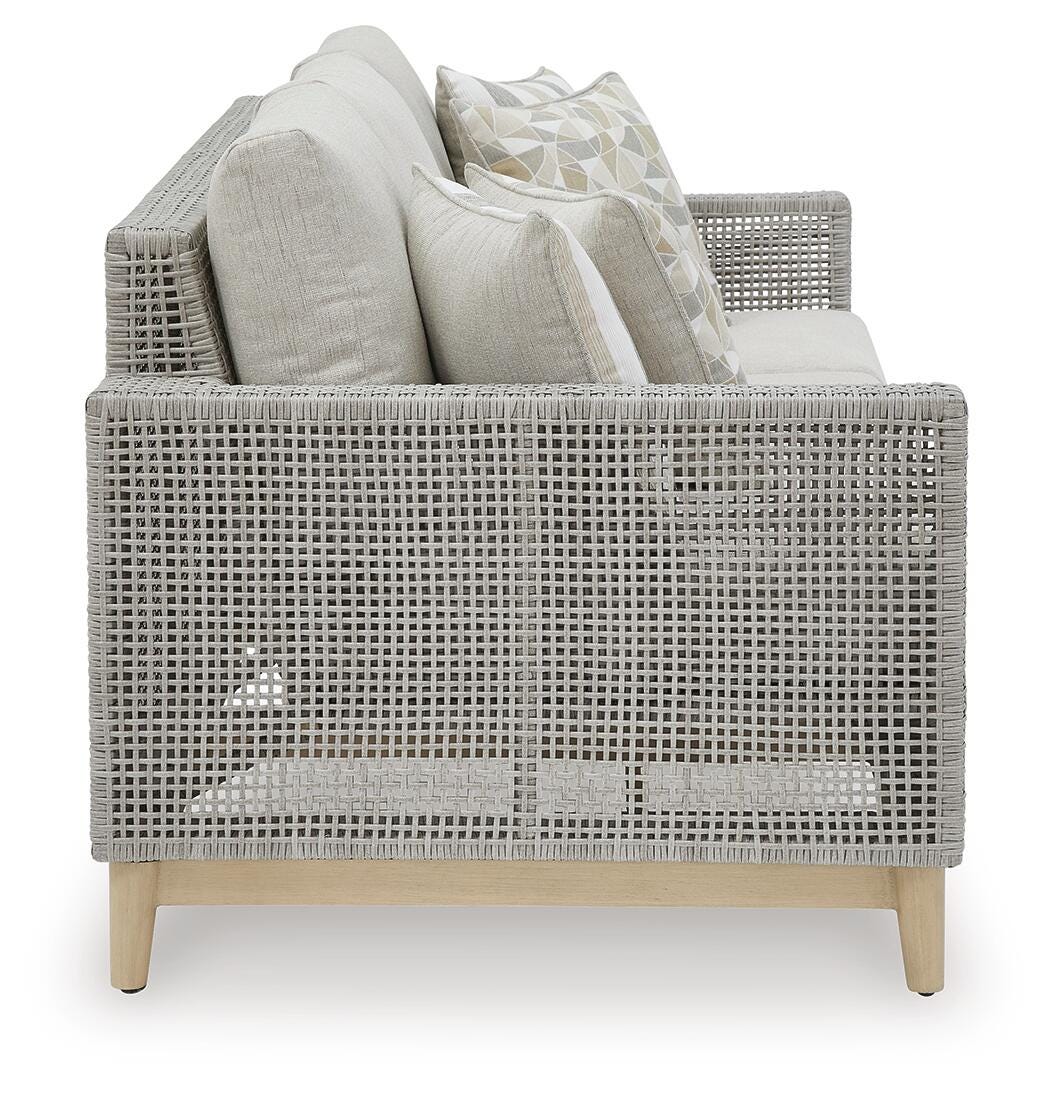 Seton Creek Outdoor Sofa with Cushion - P798-838 - product view or room setting; only outdoor sofa included (supplier image 4)