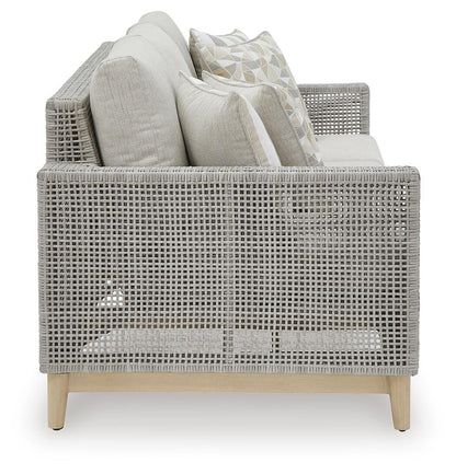 Seton Creek Outdoor Sofa with Cushion - P798-838 - product view or room setting; only outdoor sofa included (supplier image 4)