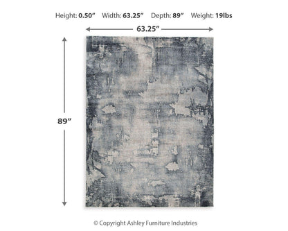 Langrich Area Rug - R406132 - approximate manufacturer dimensions (supplier image 6)