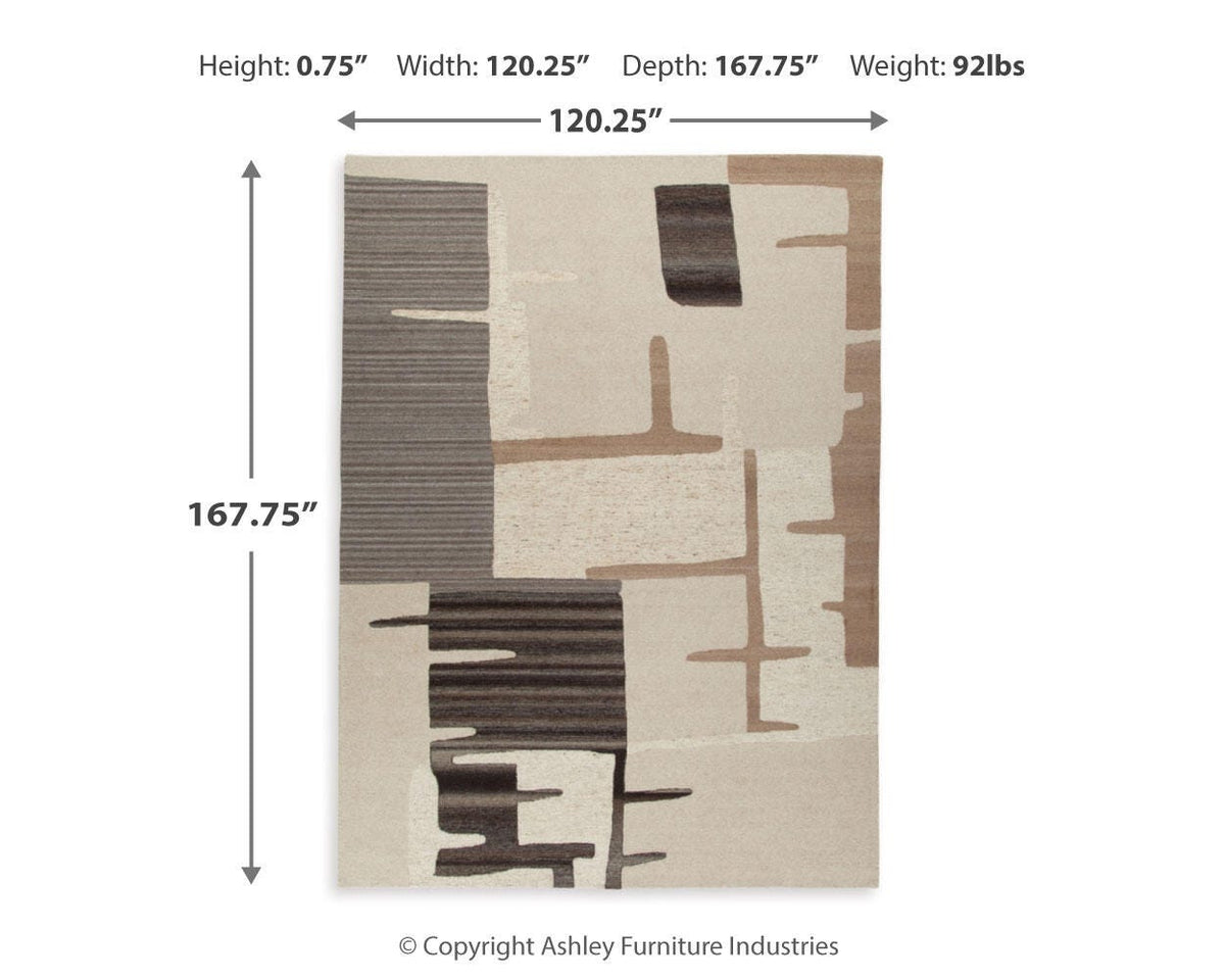 Kencher Area Rug - R406820 - approximate manufacturer dimensions (supplier image 6)