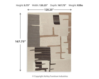 Kencher Area Rug - R406820 - approximate manufacturer dimensions (supplier image 6)
