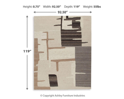 Kencher Area Rug - R406821 - approximate manufacturer dimensions (supplier image 14)