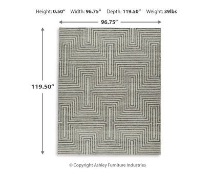 Jossen Area Rug - R406831 - approximate manufacturer dimensions (supplier image 6)