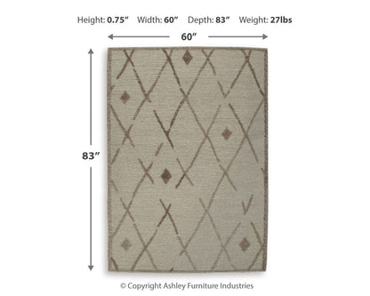 Guyford Area Rug - R406872 - approximate manufacturer dimensions (supplier image 6)