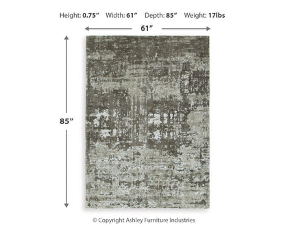 Valmontic Area Rug - R406922 - approximate manufacturer dimensions (supplier image 6)