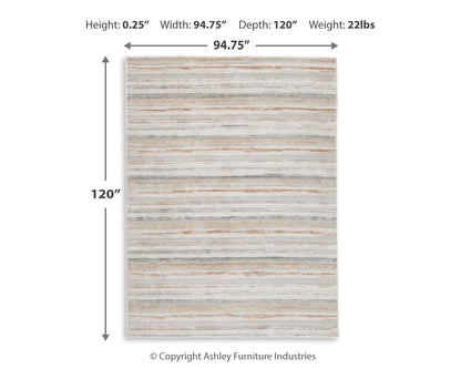 Artney Area Rug - R407021 - approximate manufacturer dimensions (supplier image 6)