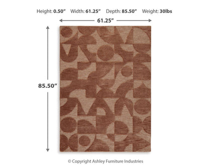 Perrenton Area Rug - R407202 - approximate manufacturer dimensions (supplier image 5)