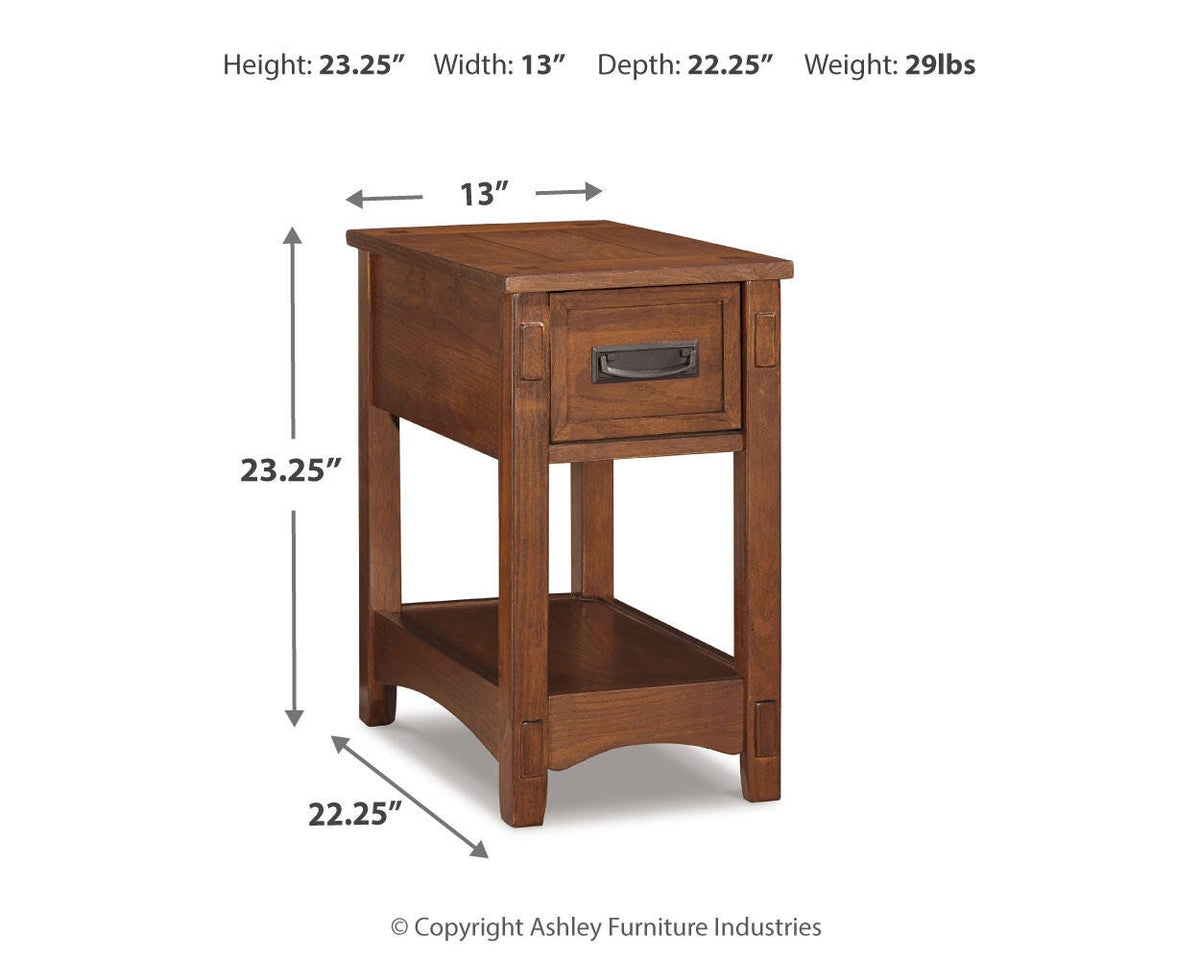 Breegin Chairside End Table - T007-319 - approximate manufacturer dimensions (supplier image 17)