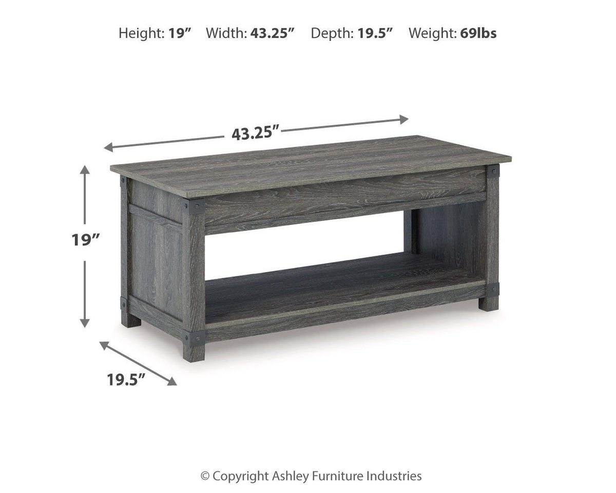 Freedan Lift-Top Coffee Table - T175-9 - approximate manufacturer dimensions (supplier image 11)