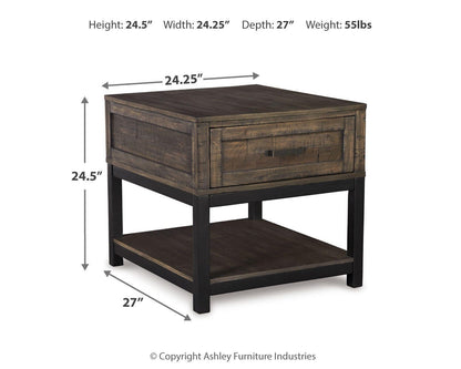 Johurst End Table - T444-3 - approximate manufacturer dimensions (supplier image 4)