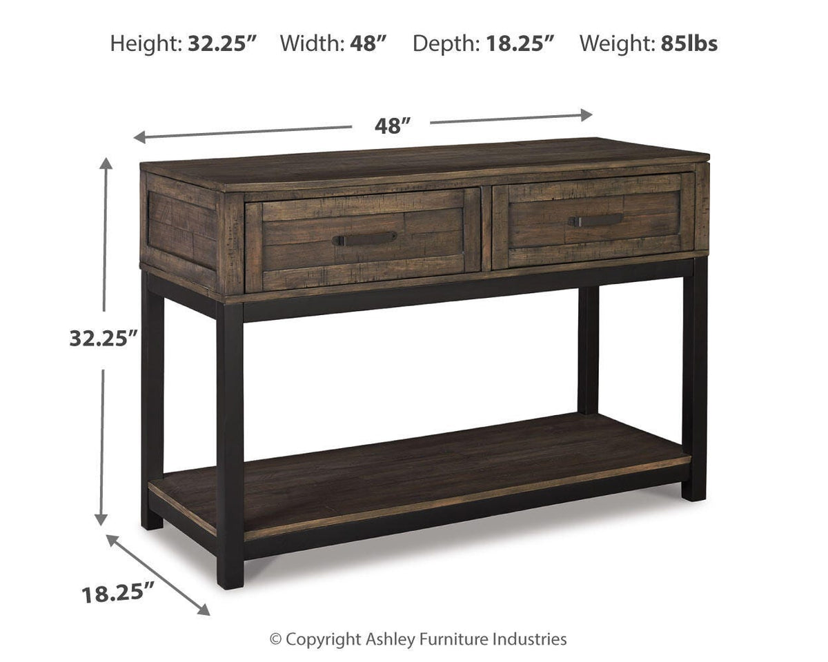 Johurst Sofa/Console Table - T444-4 - approximate manufacturer dimensions (supplier image 4)