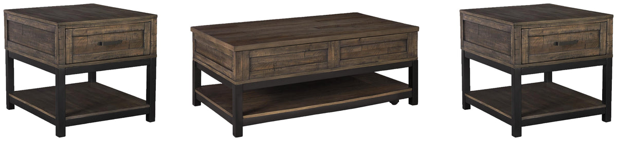 Johurst Lift-top Coffee Table and 2 End Tables - T444T1 - product view or room setting; complete kit and included component views (supplier image 1)
