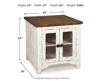 Wystfield End Table - T459-3 - approximate manufacturer dimensions (supplier image 4)