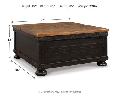 Valebeck Coffee Table with Lift Top - T468-00 - approximate manufacturer dimensions (supplier image 4)