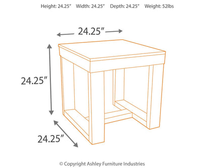 Watson End Table - T481-2 - approximate manufacturer dimensions (supplier image 9)