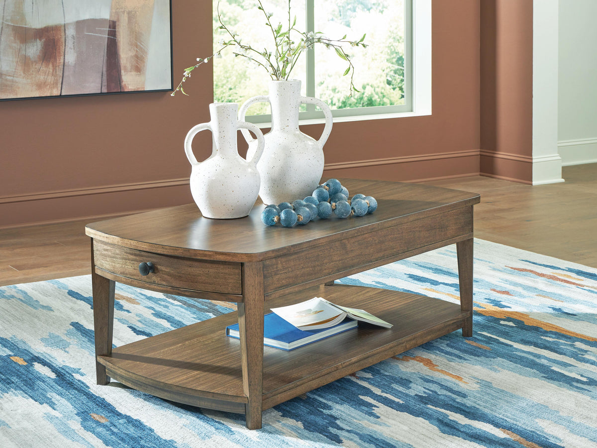 Burkbyer Coffee Table - T513-1 - product view or room setting; only coffee table included (supplier image 2)
