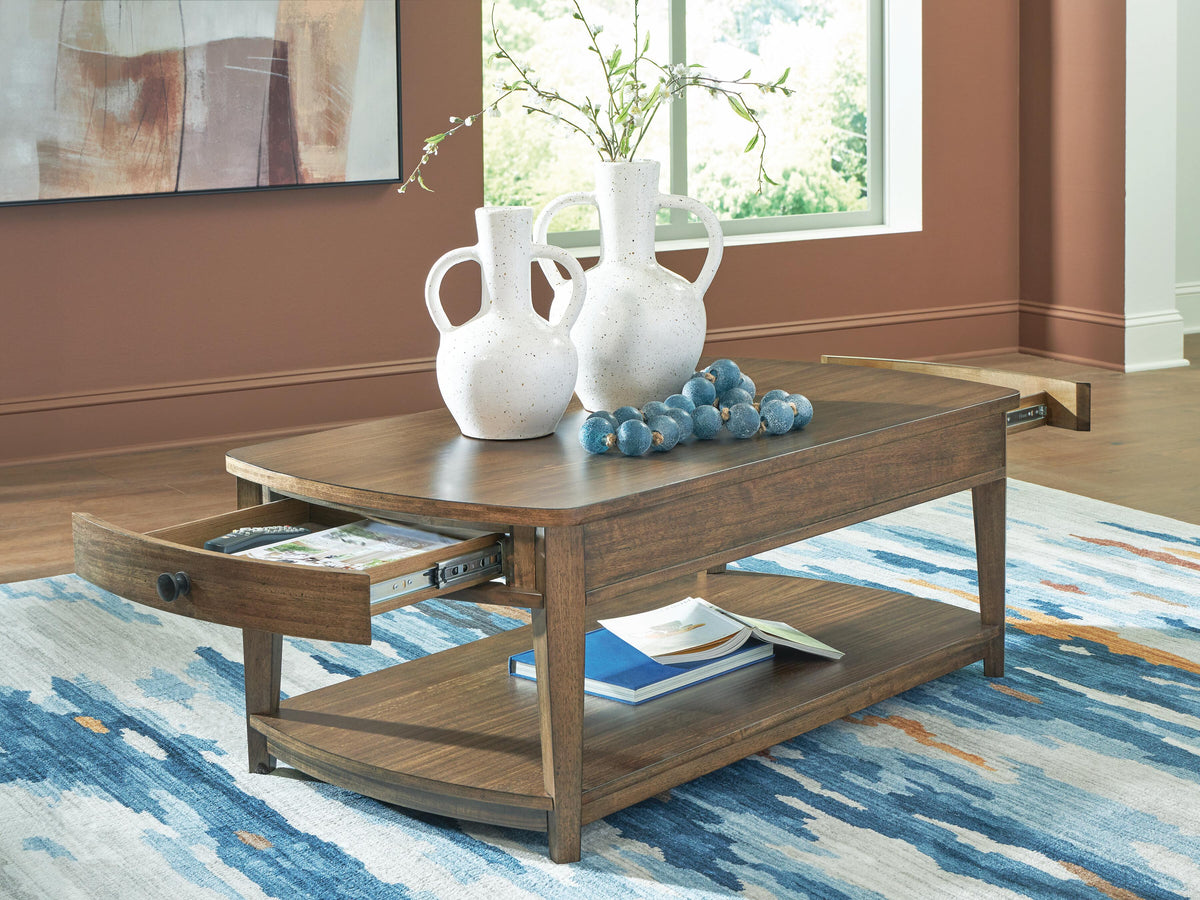 Burkbyer Coffee Table - T513-1 - product view or room setting; only coffee table included (supplier image 6)