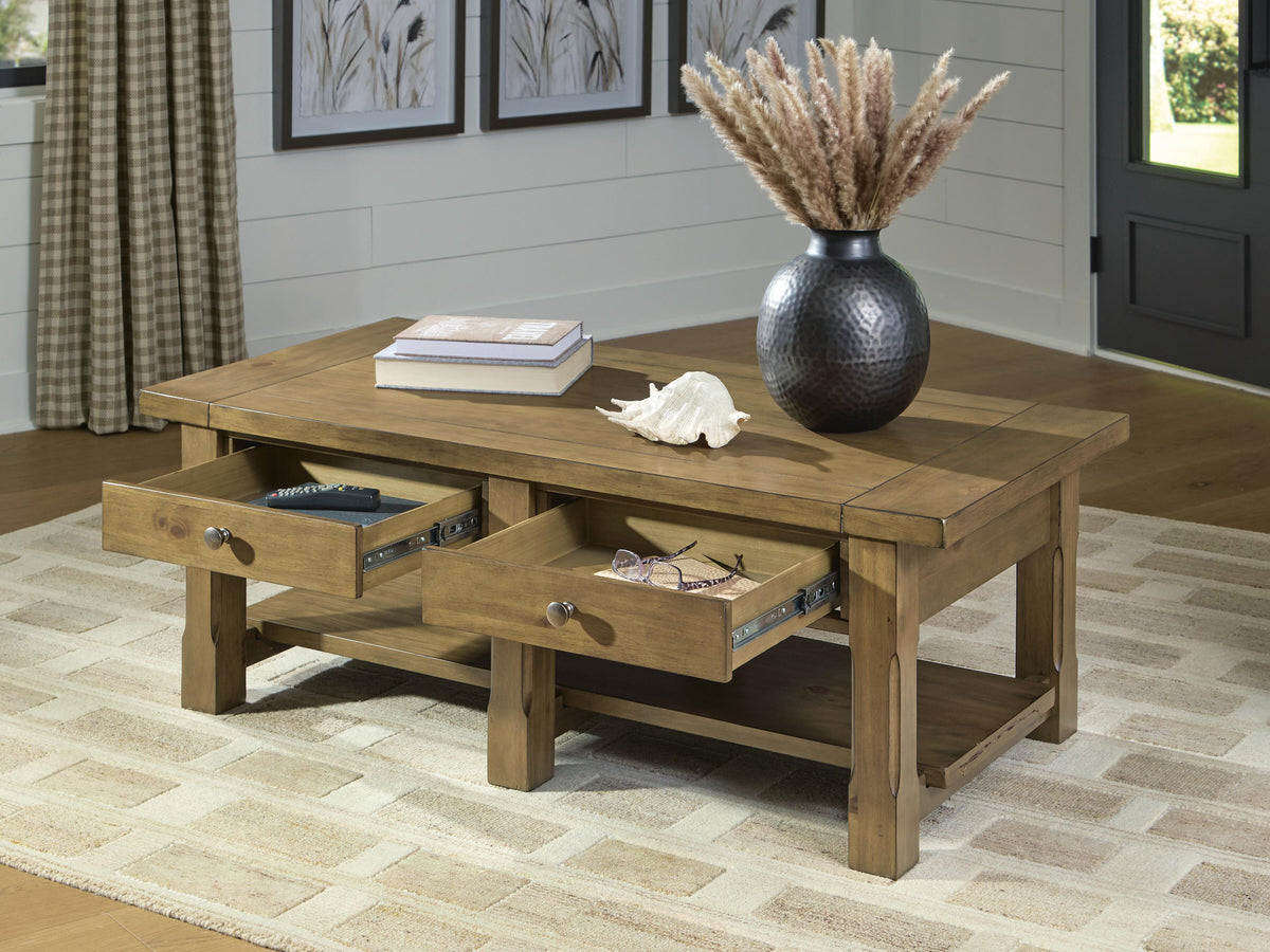 Vandenmore Coffee Table - T539-1 - product view or room setting; only coffee table included (supplier image 6)