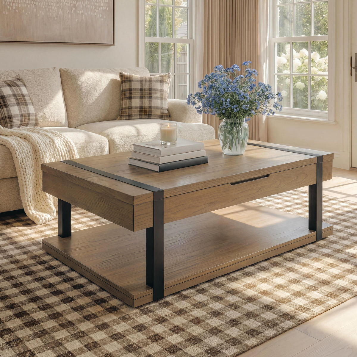 Jorannti Lift-Top Coffee Table - T631-9 - product view or room setting; only coffee table included (supplier image 2)