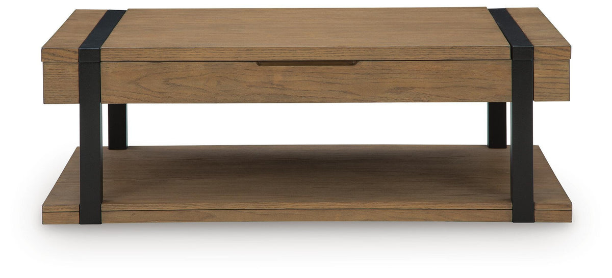Jorannti Lift-Top Coffee Table - T631-9 - product view or room setting; only coffee table included (supplier image 4)