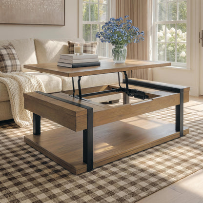 Jorannti Lift-Top Coffee Table - T631-9 - product view or room setting; only coffee table included (supplier image 6)