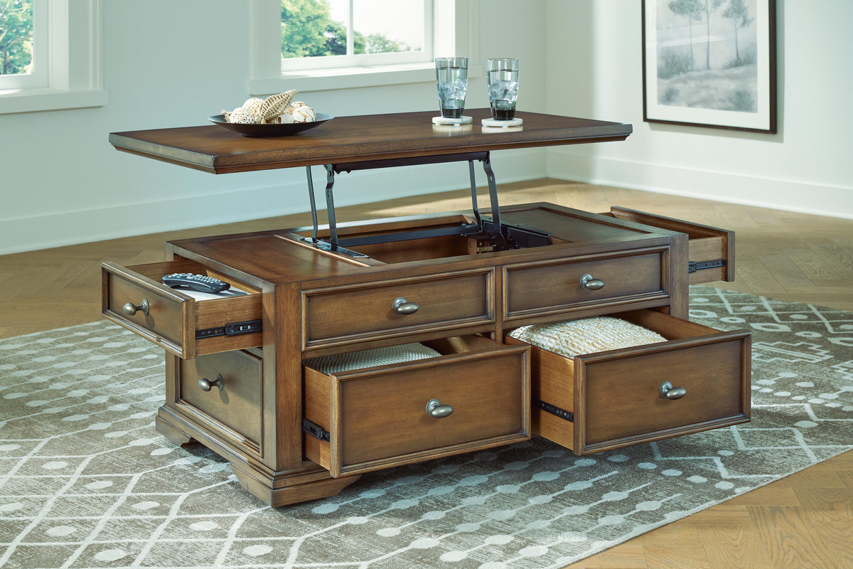 Channley Lift-Top Coffee Table - T649-20 - product view or room setting; only coffee table included (supplier image 7)