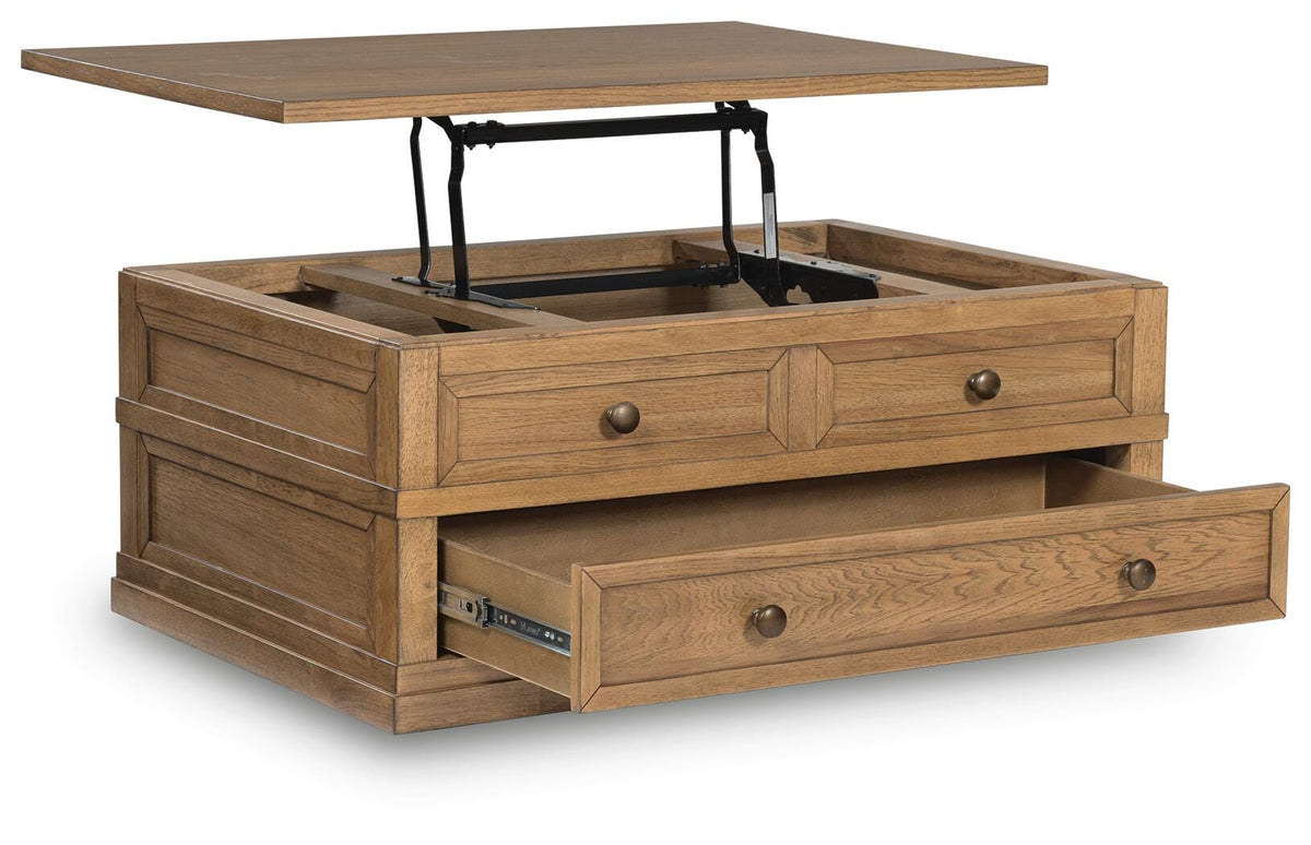 Sharlance Lift-Top Coffee Table - T655-9 - product view or room setting; only coffee table included (supplier image 3)