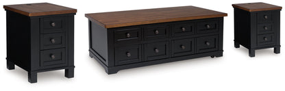 Wildenauer Lift-top Coffee Table and 2 Chairside End Tables - T664T1 - product view or room setting; complete kit and included component views (supplier image 1)