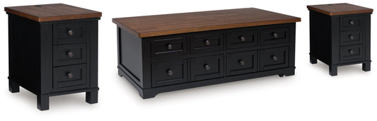 Wildenauer Lift-top Coffee Table and 2 Chairside End Tables - T664T1 - product view or room setting; complete kit and included component views (supplier image 1)