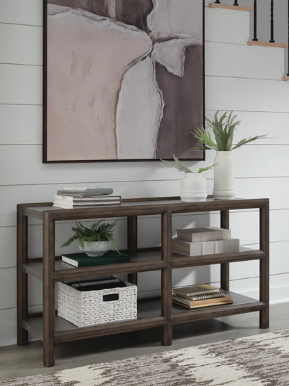 Kallenny Sofa Table - T669-4 - product view or room setting; only console table included (supplier image 2)