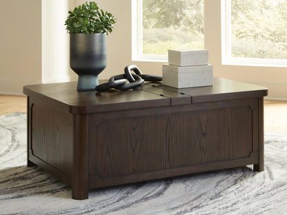 Breckington Coffee Table With Storage - T678-20 - product view or room setting; only coffee table included (supplier image 2)