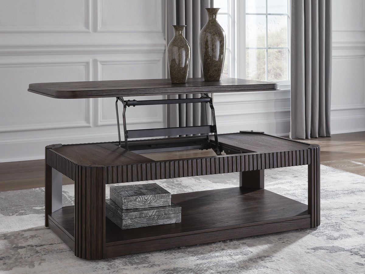 Carlibrie Lift-Top Coffee Table - T700-9 - product view or room setting; only coffee table included (supplier image 6)