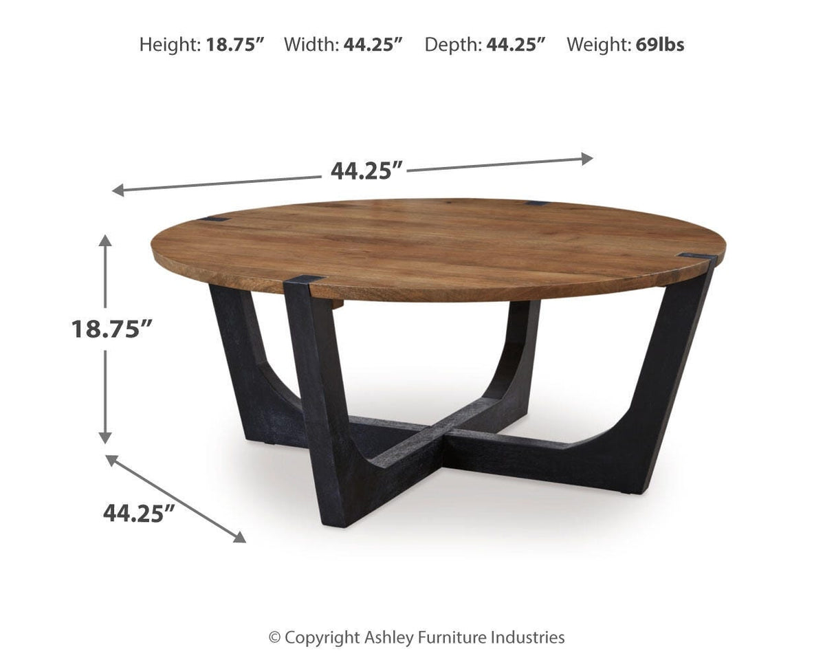 Hanneforth Coffee Table and 2 End Tables - T726T1 - approximate manufacturer dimensions (supplier image 9)