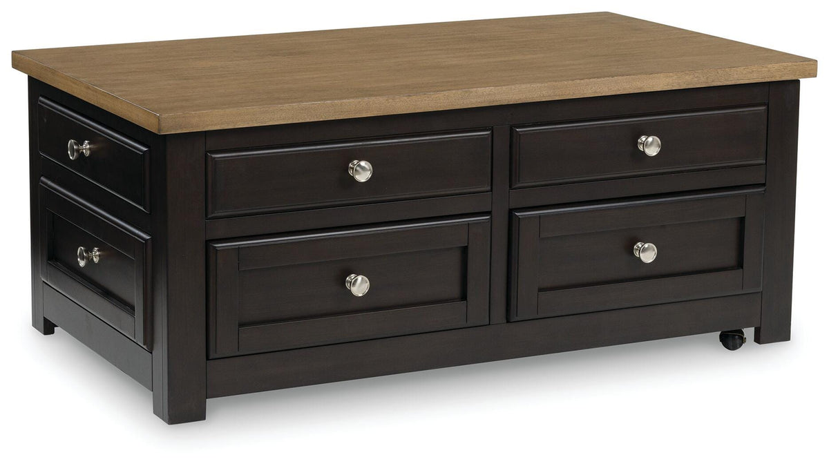 Drazmine Lift-Top Coffee Table - T734-20 - product view or room setting; only coffee table included (supplier image 1)