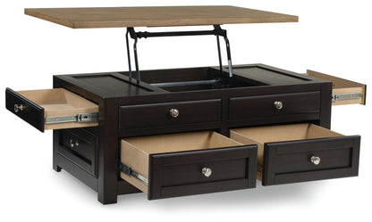 Drazmine Lift-Top Coffee Table - T734-20 - product view or room setting; only coffee table included (supplier image 3)
