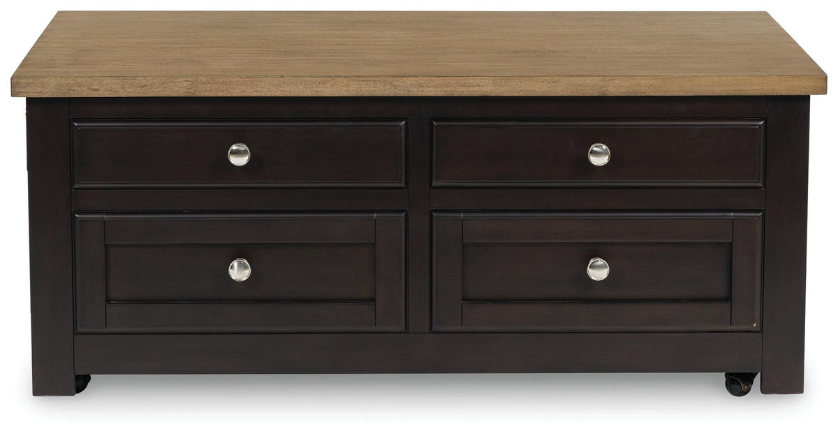 Drazmine Lift-Top Coffee Table - T734-20 - product view or room setting; only coffee table included (supplier image 4)