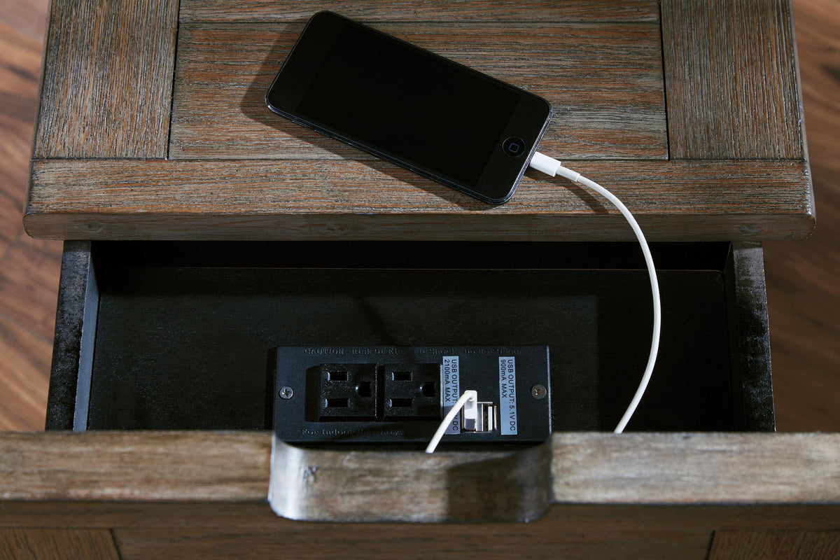 Tyler Creek Chairside End Table with USB Ports & Outlets - T736-7 - finish or detail (supplier image 12)