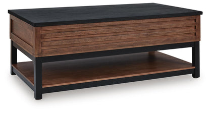 Kallari Lift-Top Coffee Table - T737-9 - product view or room setting; only coffee table included (supplier image 1)