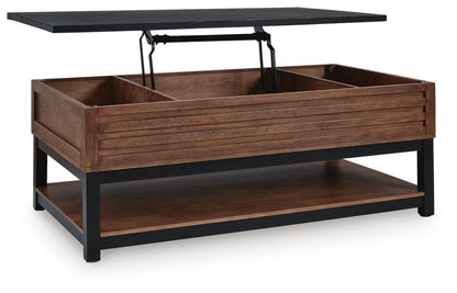 Kallari Lift-Top Coffee Table - T737-9 - product view or room setting; only coffee table included (supplier image 3)