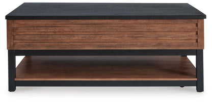 Kallari Lift-Top Coffee Table - T737-9 - product view or room setting; only coffee table included (supplier image 4)