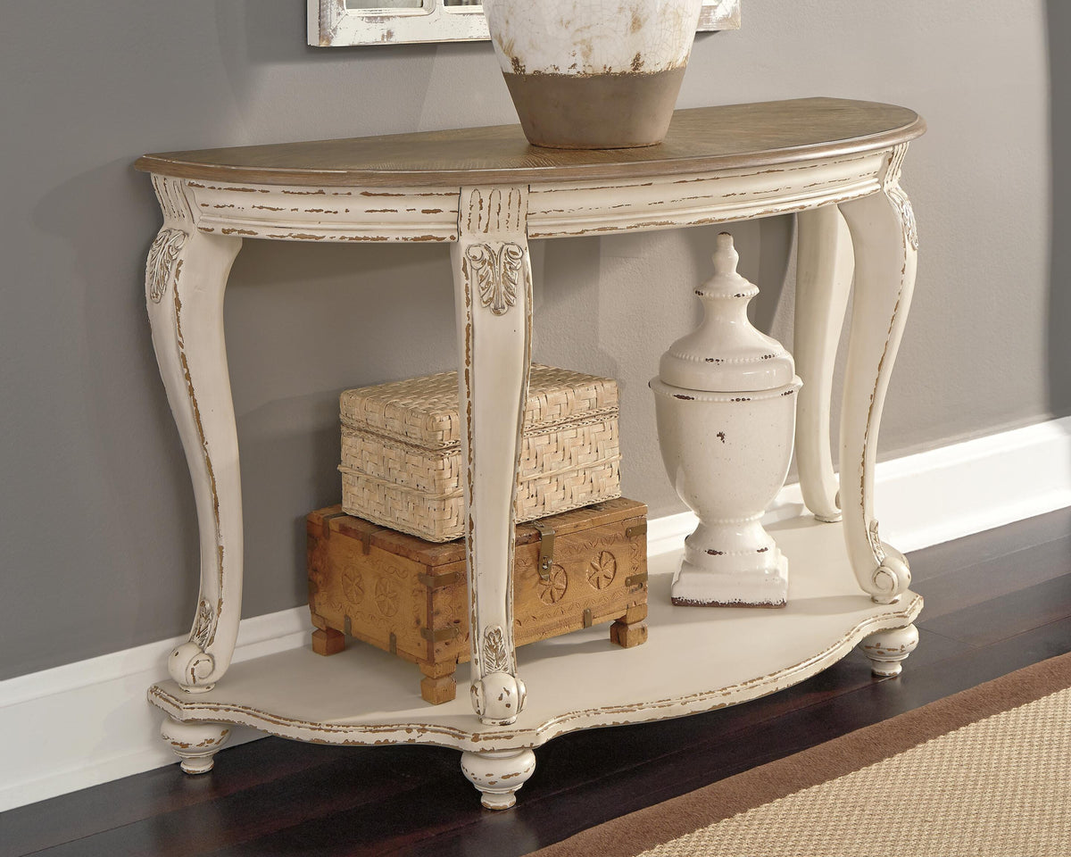 Realyn Sofa Table - T743-4 - product view or room setting; only console table included (supplier image 2)