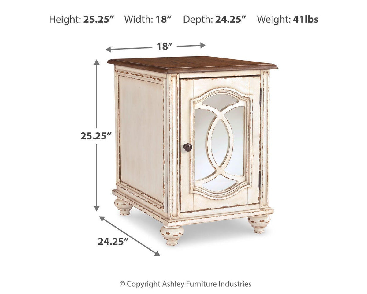 Realyn Chairside End Table - T743-7 - approximate manufacturer dimensions (supplier image 11)