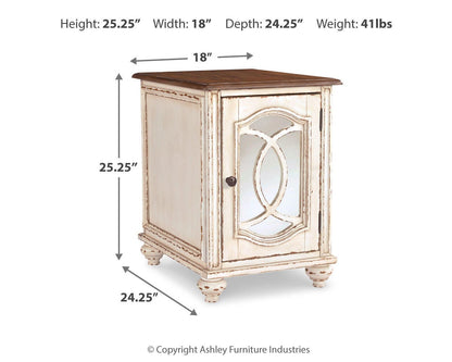 Realyn Chairside End Table - T743-7 - approximate manufacturer dimensions (supplier image 11)