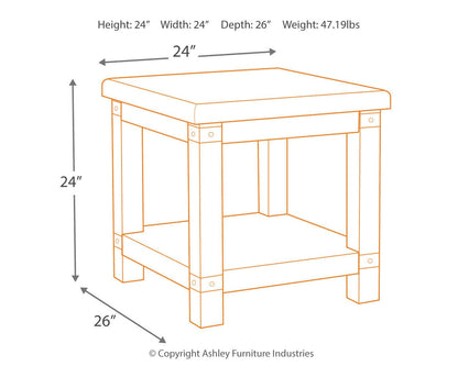 Carynhurst Coffee Table and 2 End Tables - T757T1 - approximate manufacturer dimensions (supplier image 7)