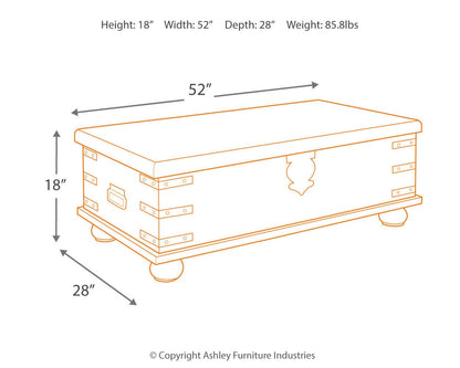 Carynhurst Coffee Table and 2 End Tables - T757T1 - approximate manufacturer dimensions (supplier image 6)
