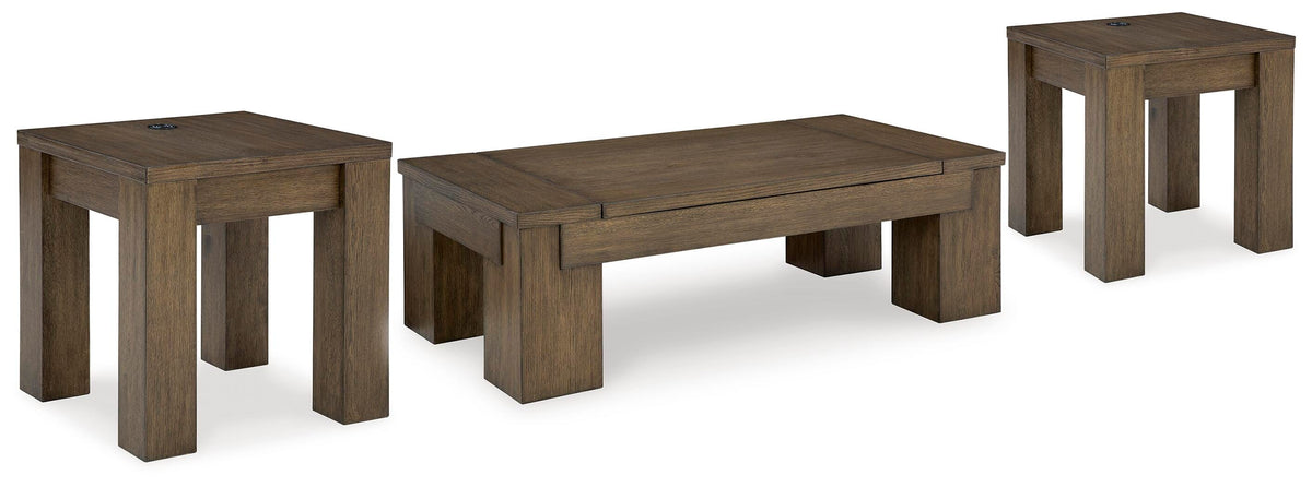 Rosswain Lift-top Coffee Table and 2 End Tables - T763T1 - product view or room setting; complete kit and included component views (supplier image 1)