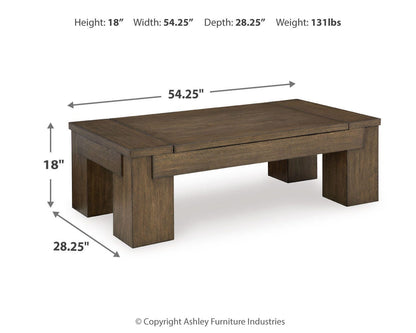 Rosswain Lift-top Coffee Table and 2 End Tables - T763T1 - approximate manufacturer dimensions (supplier image 9)